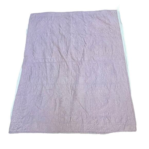 Vintage Handmade Quilt 66x52” Sampler Fan Pattern Purple Blue Coverlet Throw RV - Picture 2 of 16